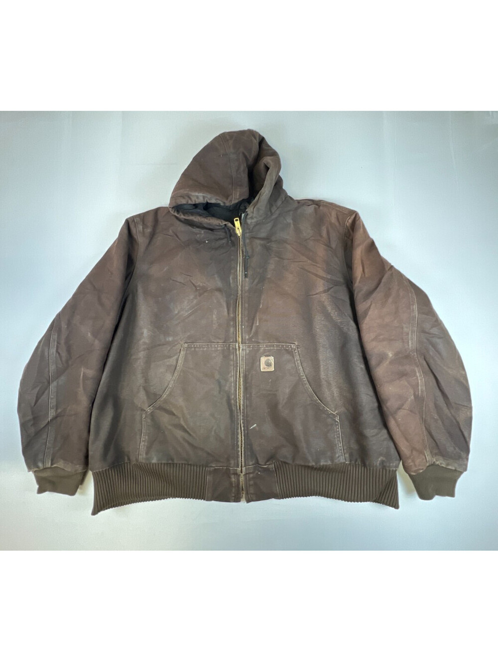 Carhartt Men 2XL Dark Brown J130 Duck Thermal Lined Active Jacket Hooded
